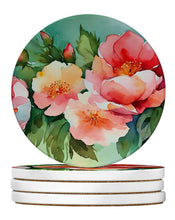Load image into Gallery viewer, Georgia Cherokee Rose in Watercolor Large Sandstone Coasters Pack of 4