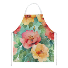 Load image into Gallery viewer, Georgia Cherokee Rose in Watercolor Apron – Artist-Designed Kitchen, BBQ &amp; Craft Apron