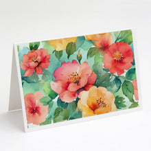 Load image into Gallery viewer, Georgia Cherokee Rose in Watercolor Greeting Cards -  Blank Note Cards – 8-Pack of Artist-Designed Cards with Envelopes