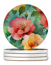 Load image into Gallery viewer, Georgia Cherokee Rose in Watercolor Large Sandstone Coasters Pack of 4