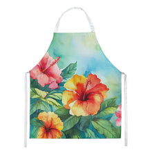 Load image into Gallery viewer, Hawaii Hawaiian Hibiscus in Watercolor Apron – Artist-Designed Kitchen, BBQ &amp; Craft Apron