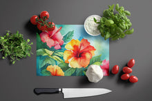 Load image into Gallery viewer, Hawaii Hawaiian Hibiscus in Watercolor Glass Cutting Boards – Durable, Decorative Kitchen Art Large