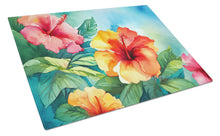 Load image into Gallery viewer, Hawaii Hawaiian Hibiscus in Watercolor Glass Cutting Boards – Durable, Decorative Kitchen Art Large