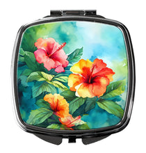 Load image into Gallery viewer, Hawaii Hawaiian Hibiscus in Watercolor Compact Mirror