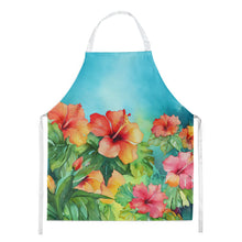Load image into Gallery viewer, Hawaii Hawaiian Hibiscus in Watercolor Apron – Artist-Designed Kitchen, BBQ &amp; Craft Apron