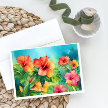 Load image into Gallery viewer, Hawaii Hawaiian Hibiscus in Watercolor Greeting Cards -  Blank Note Cards – 8-Pack of Artist-Designed Cards with Envelopes