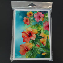 Load image into Gallery viewer, Hawaii Hawaiian Hibiscus in Watercolor Greeting Cards -  Blank Note Cards – 8-Pack of Artist-Designed Cards with Envelopes