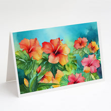 Load image into Gallery viewer, Hawaii Hawaiian Hibiscus in Watercolor Greeting Cards -  Blank Note Cards – 8-Pack of Artist-Designed Cards with Envelopes