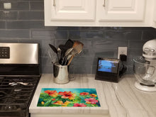 Load image into Gallery viewer, Hawaii Hawaiian Hibiscus in Watercolor Glass Cutting Boards – Durable, Decorative Kitchen Art Large