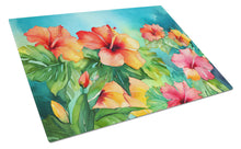 Load image into Gallery viewer, Hawaii Hawaiian Hibiscus in Watercolor Glass Cutting Boards – Durable, Decorative Kitchen Art Large