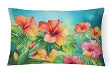 Load image into Gallery viewer, Hawaii Hawaiian Hibiscus in Watercolor Fabric Decorative Pillow