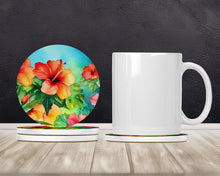Load image into Gallery viewer, Hawaii Hawaiian Hibiscus in Watercolor Large Sandstone Coasters Pack of 4
