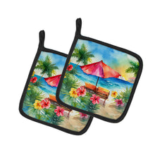 Load image into Gallery viewer, Hawaii Hawaiian Hibiscus in Watercolor Pair of Pot Holders