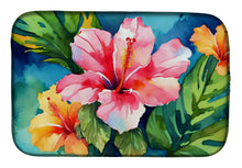 Load image into Gallery viewer, Hawaii Hawaiian Hibiscus in Watercolor Dish Drying Mat