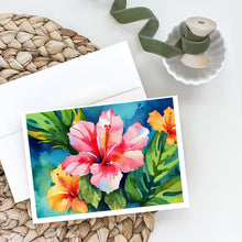 Load image into Gallery viewer, Hawaii Hawaiian Hibiscus in Watercolor Greeting Cards -  Blank Note Cards – 8-Pack of Artist-Designed Cards with Envelopes