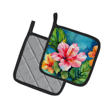 Load image into Gallery viewer, Hawaii Hawaiian Hibiscus in Watercolor Pair of Pot Holders
