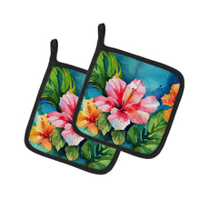 Load image into Gallery viewer, Hawaii Hawaiian Hibiscus in Watercolor Pair of Pot Holders