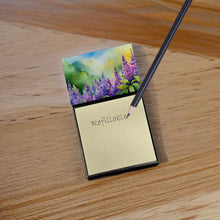 Load image into Gallery viewer, Idaho Syringa in Watercolor Sticky Note Holder- Refiilable Desk Accessory Note Pad