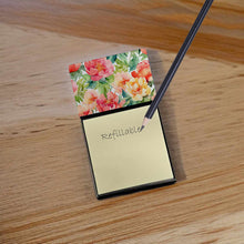 Load image into Gallery viewer, Indiana Peonies in Watercolor Sticky Note Holder- Refiilable Desk Accessory Note Pad