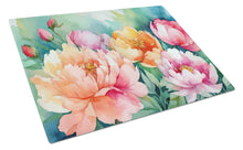 Load image into Gallery viewer, Indiana Peonies in Watercolor Glass Cutting Boards – Durable, Decorative Kitchen Art Large