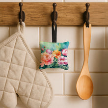 Load image into Gallery viewer, Indiana Peonies in Watercolor Hanging Square Fabric Ornament 3.5 × 3.5