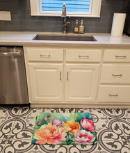Load image into Gallery viewer, Indiana Peonies in Watercolor Memory Foam Kitchen Mat