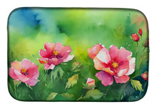 Load image into Gallery viewer, Iowa Wild Prairie Roses in Watercolor Dish Drying Mat