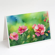 Load image into Gallery viewer, Iowa Wild Prairie Roses in Watercolor Greeting Cards -  Blank Note Cards – 8-Pack of Artist-Designed Cards with Envelopes
