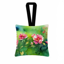 Load image into Gallery viewer, Iowa Wild Prairie Roses in Watercolor Hanging Square Fabric Ornament 3.5 × 3.5