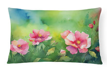 Load image into Gallery viewer, Iowa Wild Prairie Roses in Watercolor Fabric Decorative Pillow