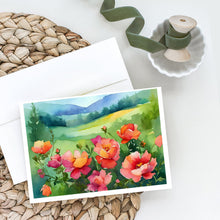 Load image into Gallery viewer, Iowa Wild Prairie Roses in Watercolor Greeting Cards -  Blank Note Cards – 8-Pack of Artist-Designed Cards with Envelopes