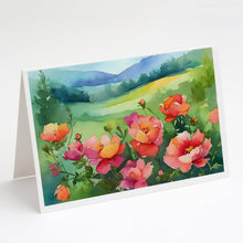 Load image into Gallery viewer, Iowa Wild Prairie Roses in Watercolor Greeting Cards -  Blank Note Cards – 8-Pack of Artist-Designed Cards with Envelopes
