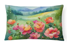 Load image into Gallery viewer, Iowa Wild Prairie Roses in Watercolor Fabric Decorative Pillow