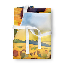 Load image into Gallery viewer, Kansas Sunflowers in Watercolor Apron – Artist-Designed Kitchen, BBQ &amp; Craft Apron