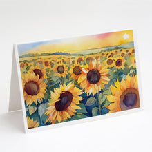 Load image into Gallery viewer, Kansas Sunflowers in Watercolor Greeting Cards -  Blank Note Cards – 8-Pack of Artist-Designed Cards with Envelopes