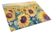 Load image into Gallery viewer, Kansas Sunflowers in Watercolor Glass Cutting Boards – Durable, Decorative Kitchen Art Large
