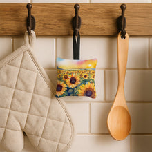Load image into Gallery viewer, Kansas Sunflowers in Watercolor Hanging Square Fabric Ornament 3.5 × 3.5
