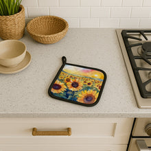 Load image into Gallery viewer, Kansas Sunflowers in Watercolor Pair of Pot Holders