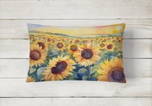 Load image into Gallery viewer, Kansas Sunflowers in Watercolor Fabric Decorative Pillow