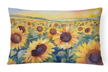 Load image into Gallery viewer, Kansas Sunflowers in Watercolor Fabric Decorative Pillow