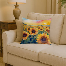 Load image into Gallery viewer, Kansas Sunflowers in Watercolor Throw Pillow