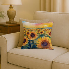 Load image into Gallery viewer, Kansas Sunflowers in Watercolor Throw Pillow