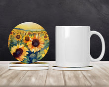 Load image into Gallery viewer, Kansas Sunflowers in Watercolor Large Sandstone Coasters Pack of 4