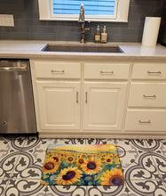 Load image into Gallery viewer, Kansas Sunflowers in Watercolor Memory Foam Kitchen Mat