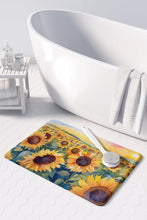 Load image into Gallery viewer, Kansas Sunflowers in Watercolor Memory Foam Kitchen Mat