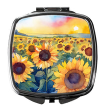 Load image into Gallery viewer, Kansas Sunflowers in Watercolor Compact Mirror