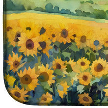 Load image into Gallery viewer, Kansas Sunflowers in Watercolor Dish Drying Mat