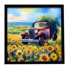 Load image into Gallery viewer, Kansas Sunflowers in Watercolor Framed Metal Print