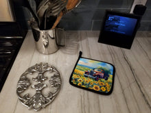 Load image into Gallery viewer, Kansas Sunflowers in Watercolor Pair of Pot Holders
