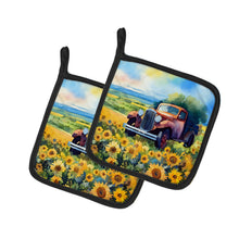 Load image into Gallery viewer, Kansas Sunflowers in Watercolor Pair of Pot Holders